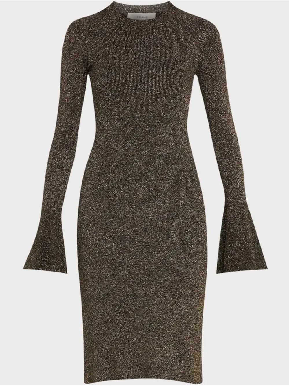 Frame NEW YEARS LUXE BELLE SLEEVE STATEMENT DRESS shiny black gold